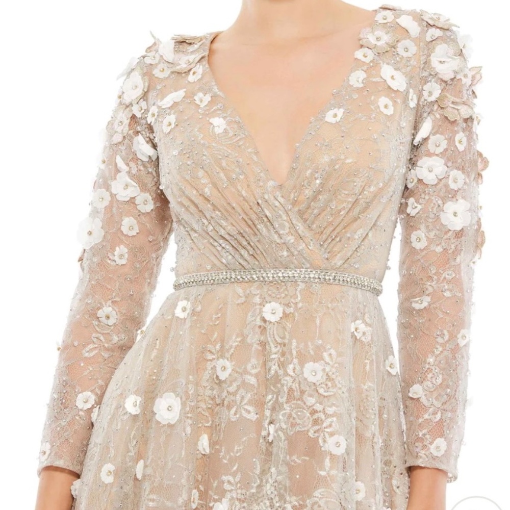 MAC DUGGAL FLORAL EMBELLISHED LACE A-LINE COCKTAIL DRESS, 18 - Picture 3 of 9
